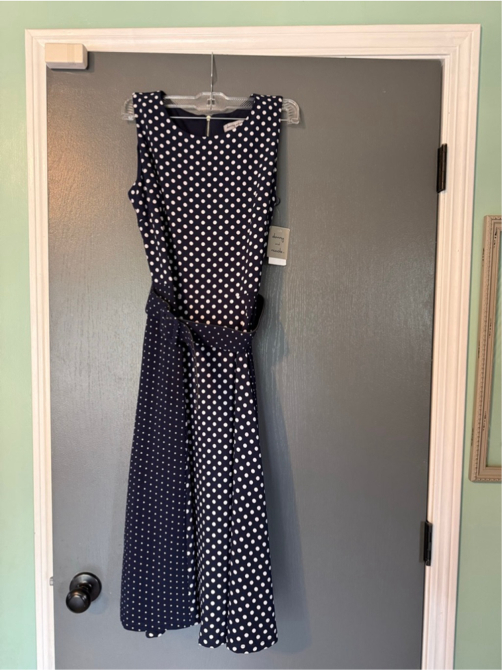 Women's Danny and Nicole Navy White Polka Dot Sleeveless Dress Size 4